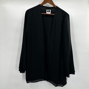 Tadashi Cardigan Womens Large Minimalist Black‎ Open Front Career Office Sweater